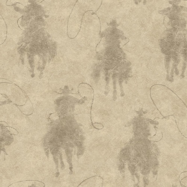 Chesapeake 8 in. W x 10 in. L Brown Stockman Silhouette Khaki Wallpaper Sample