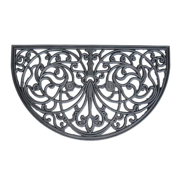 AmeriHome Decorative Scrollwork Rubber Entry Mat 18 x 30 in. - Arc Shape