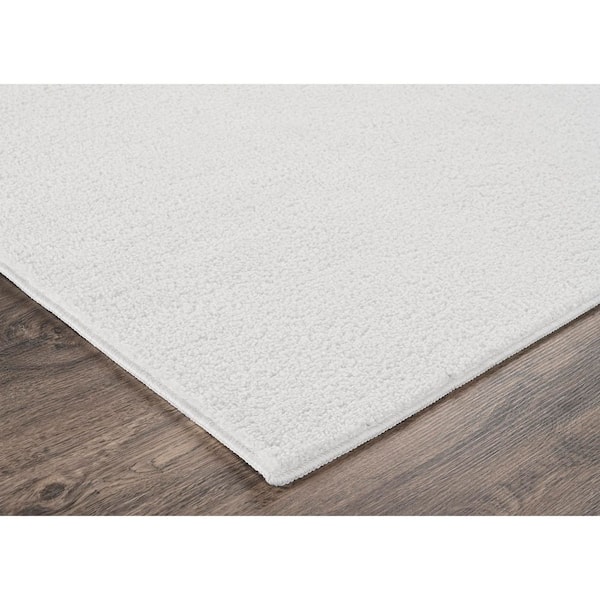 Palmer Plush 2 ft. x 6 ft. White Washable Non Slip Solid Color Area Rug