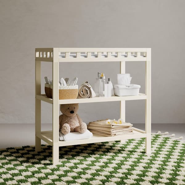 Morningside Frosted Oat Changing Table with Water-Resistant Changing Pad