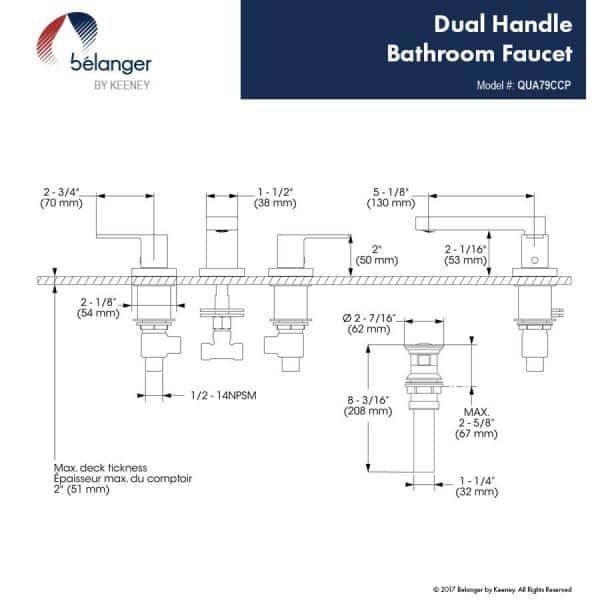 Quadrato Polished Chrome Widespread Dual Handle Bathroom Faucet