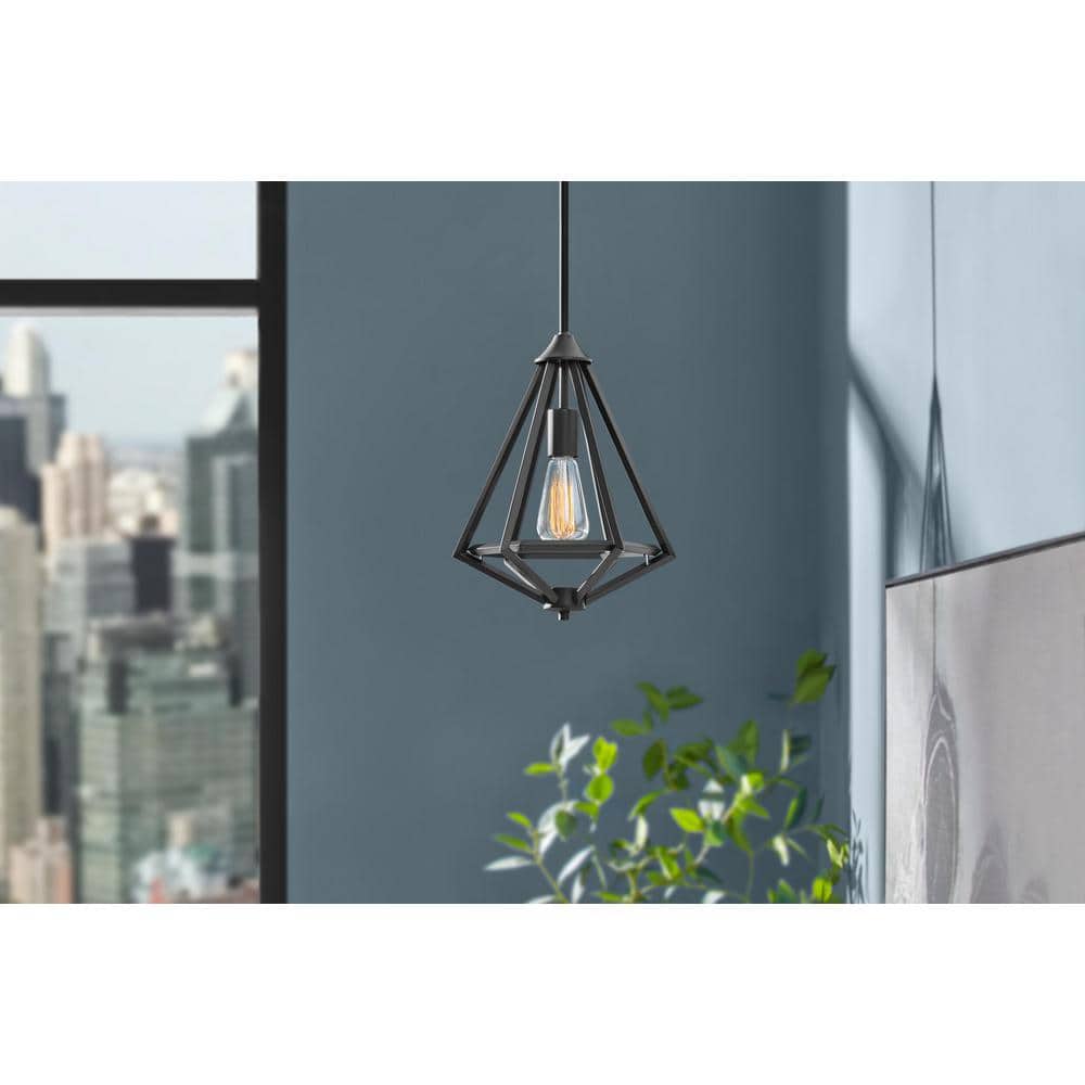Home Decorators Collection Hubley 1-Light Triangular Black Mini