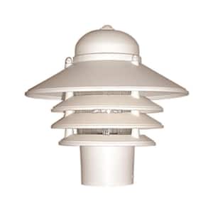 Nautical 1-Light White Post Mount Walkway Light with 4000K ENERGY STAR LED Lamp Fits 3 in. Dia Posts