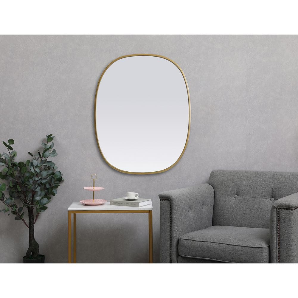 Brass Framed Oval Full Length Bathroom Mirror