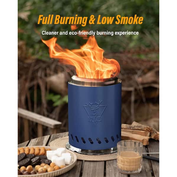9.7 in. H x 7.1 in. Blue Tabletop Fire Pit for Outdoor and Patio with Travel Bag and 2 Mini Sticks and Fireproof Mat