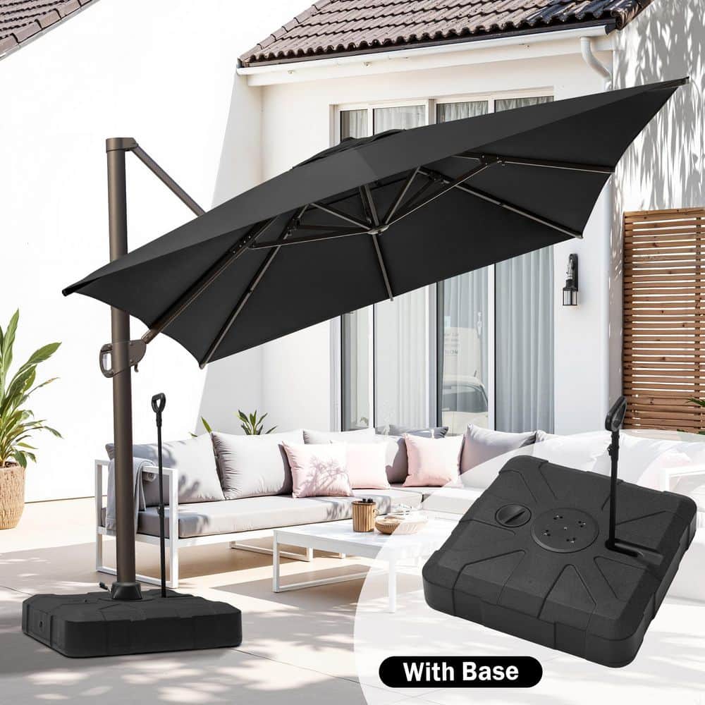 13 ft. x 10 ft. Swivel Cantilever Tilt Patio Umbrella in Black with 300 lbs. HDPE Base Stand price history on PriceWatchPro