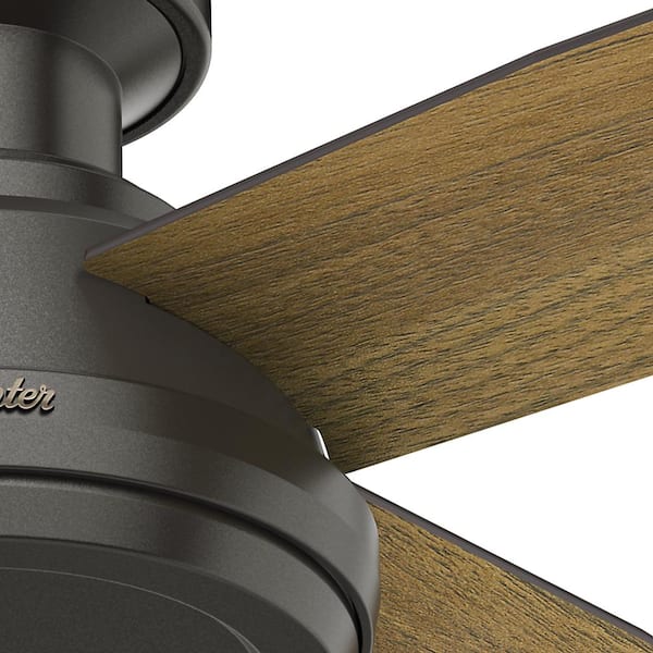 Hunter - Dempsey 52 in. Low Profile No Light Indoor Noble Bronze Ceiling Fan with Remote For Bedrooms