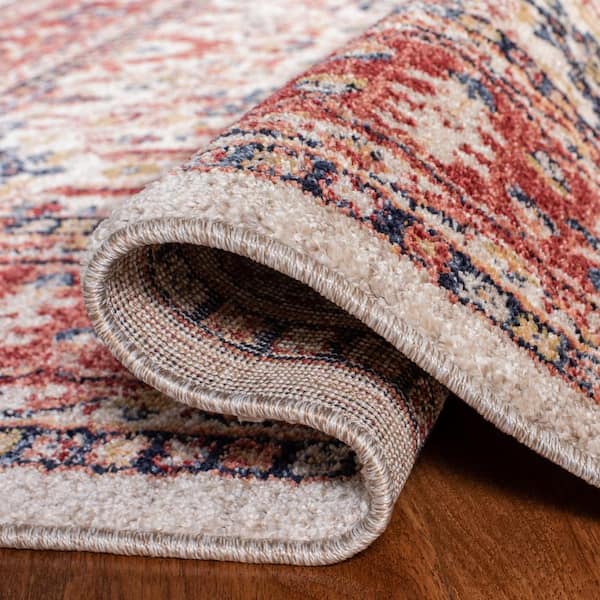 Noble House Calia Boho Chenille Cotton Scatter Rug, 2' x 3', Red and Ivory  