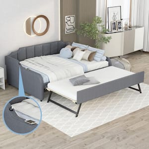 Gray Faux Leather Frame Full Platform Bed for Home or Office