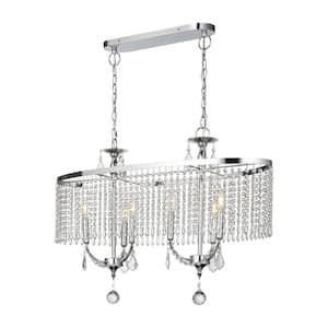 6-Light Modern Polished Chrome Hanging Chandelier Pendant Lighting with K9 Crystals