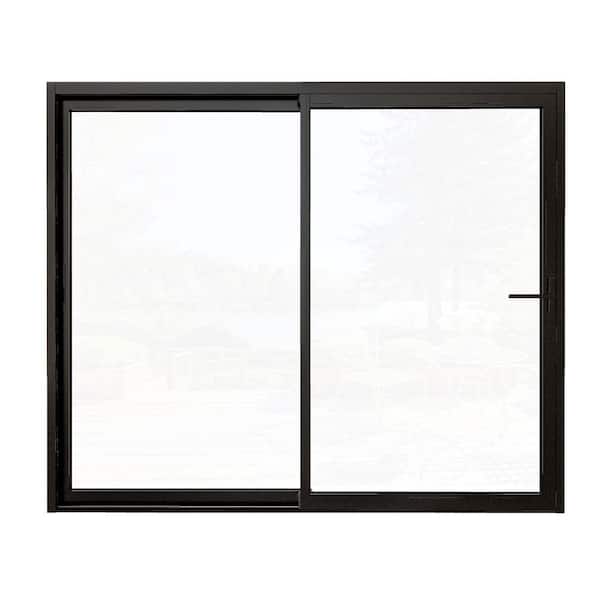 96 in. x 80 in. Matte Black Universal Aluminum Multi-Sliding Patio Door with Double Glazed Low-E Glass