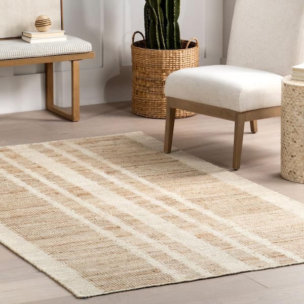 nuLOOM Ashtyn Vertical Striped Jute Natural 5 ft. x 8 ft. Area Rug