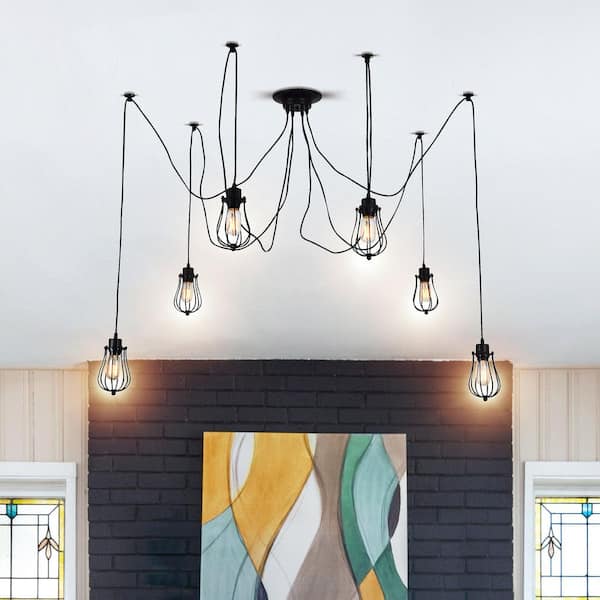Tomaso 6 Light Multi Light Pendant With Black Finish
