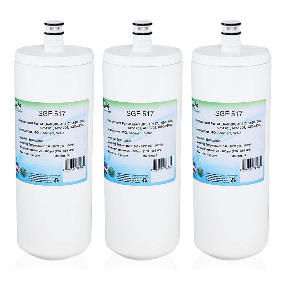 Swift Green Filters Replacement Water Filter For AQUA-PURE AP517,55600-001,  AP51701, BGC-2300s SGF-517-3Pack The Home Depot