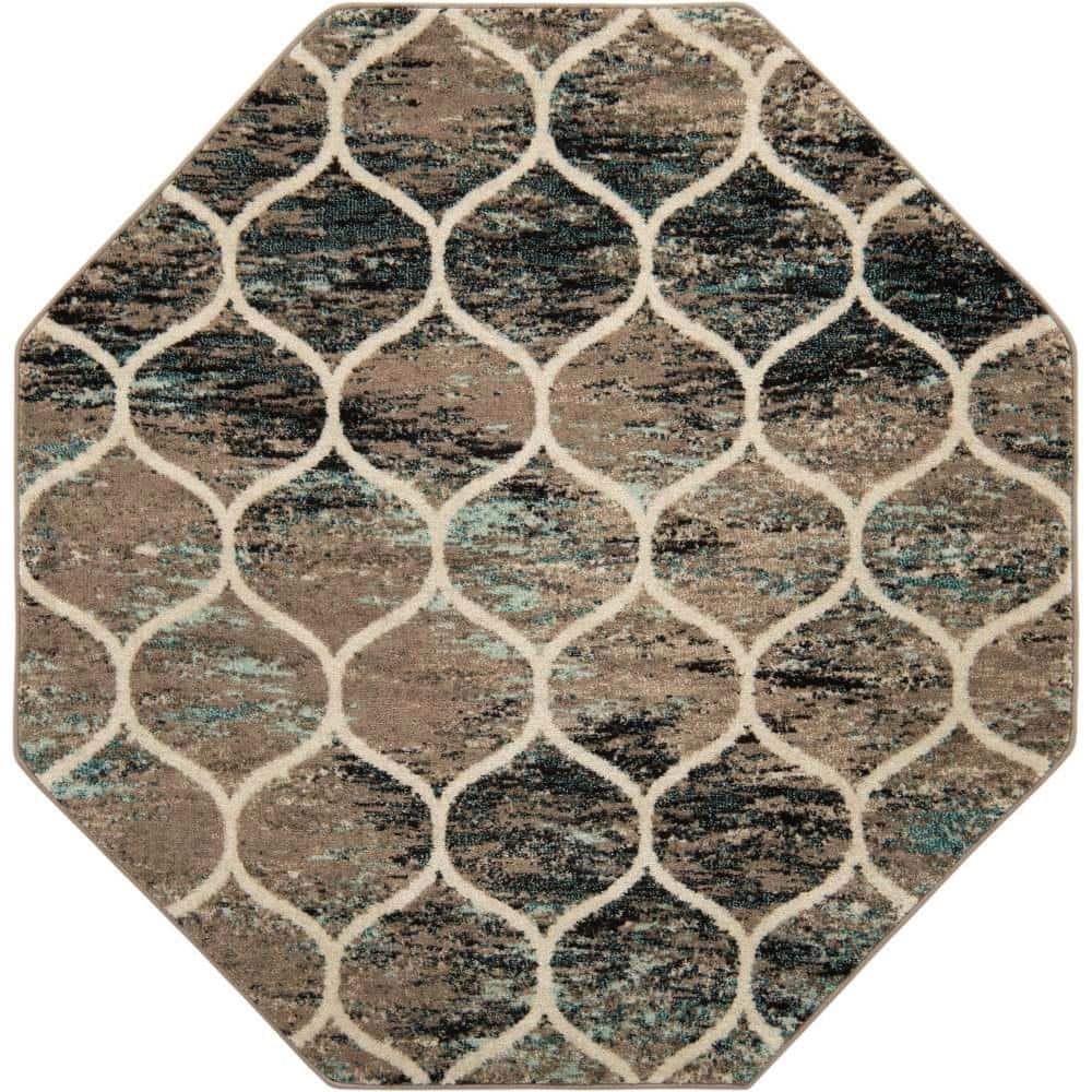 Trellis Frieze Rounded Blue Multi 6 ft. 1 in. x 6 ft. 1 in. Area Rug price history on PriceWatchPro