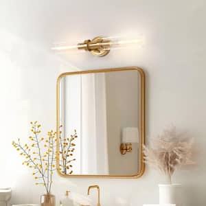 21 in. 2-Light Gold Bathroom Sconces with Clear Glass, Bathroom Vanity Light Fixtures, Modern Wall Lights for Mirror
