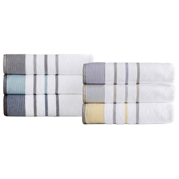 HALLEY Decorative Bath Towels Set, 6 Piece - Turkish Towel Set with Floral  Pattern, Highly Absorbent & Fade Resistant Fabric, 100% Cotton - Blue