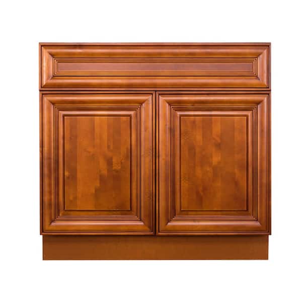 LIFEART CABINETRY Cambridge Assembled 39x34.5x24 in. Base Cabinet with 2 Doors and 1 Drawer in Chestnut