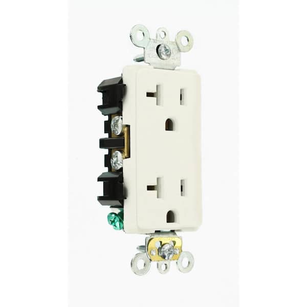 Decora Plus 20 Amp 125 V Industrial Grade Duplex Outlet/Receptacle, White (1-Pack) 16362-W