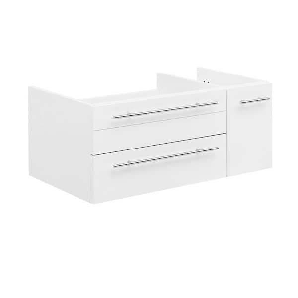 Fresca Lucera 35 in. Wall Mount Single Bath Vanity Cabinet without Top in White - Undermount Sink Compatible - Left Version