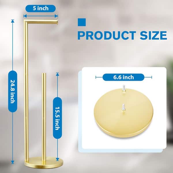 Stainless Steel Toilet Paper Holder Stand, Free Standing Toilet Paper Holder for 4 Rolls, Toilet Paper Storage in Gold
