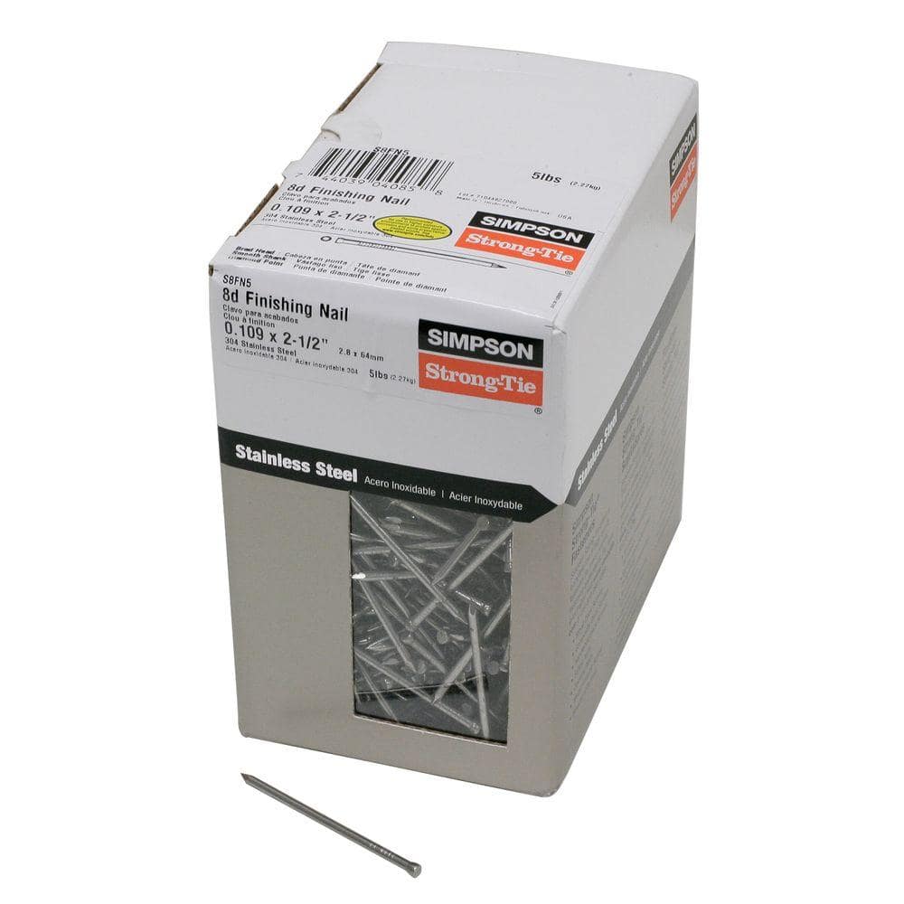 8d 5lb Box of 2 1/2 Standard Steel Common Square Nails. 