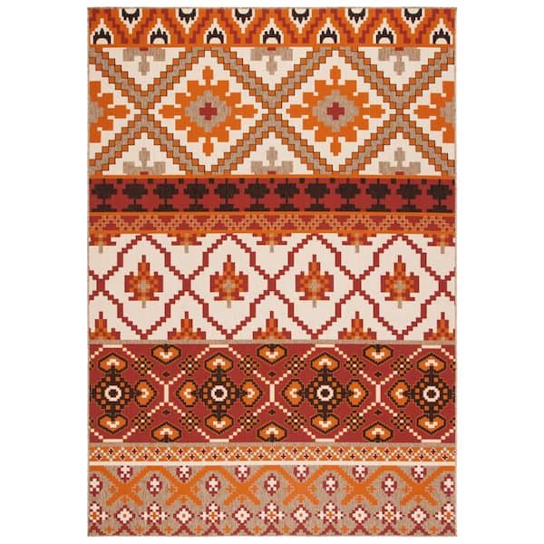 SAFAVIEH Veranda Red/Beige 5 ft. x 8 ft. Floral Indoor/Outdoor Patio  Area Rug