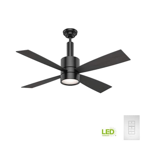 Casablanca Bullet LED 54-in Brushed Nickel Indoor Ceiling Fan with Wall-Mounted Remote (4-Blade)