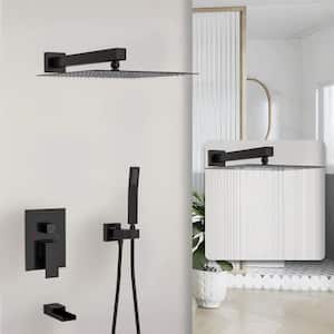 3-Spray Shower Faucet with 1.8 GPM Shower Head 12 in. Wall Mounted Dual Square Shower System in Oil Rubber Bronze