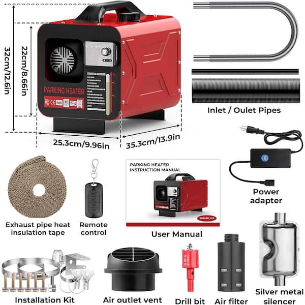 Vrbgify 17,000 BTU Red Radiant Diesel Portable Space Heater w/ APP
