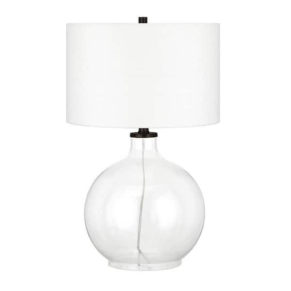Laelia 24.5 in. Clear Glass Table Lamp with Blackened Bronze Accents