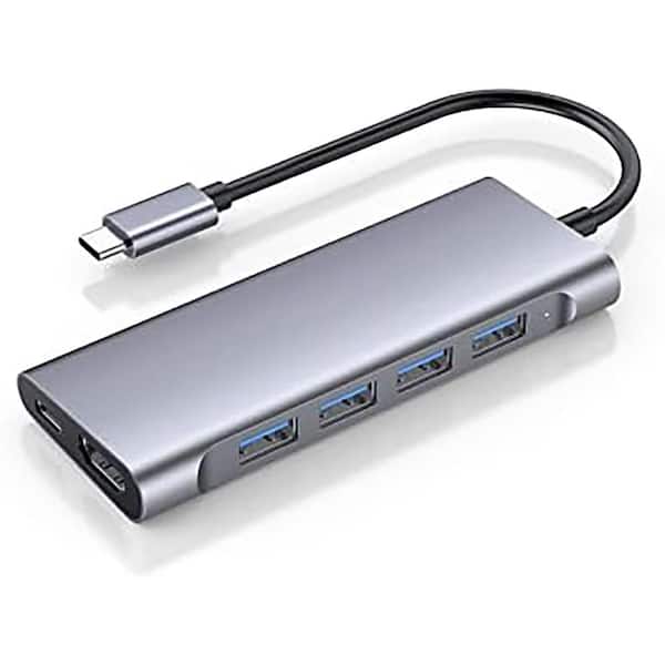 Lukyamzn USB-C Multi-Port Hub 4K HDMI Output 100W PD 4 USB 3.0 Ports Compatible with MacBook Pro Air Surface iPhone 15 Space Gray