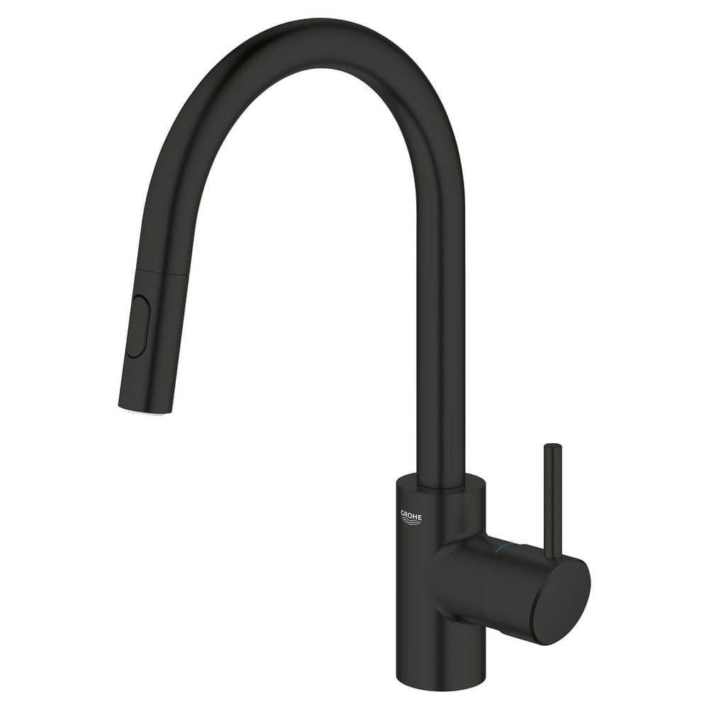Sleek Matte Black Single-Handle Pull-Down Kitchen Faucet