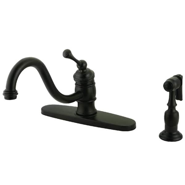 Kingston Brass Vintage Single-Handle Standard Kitchen Faucet with Side Sprayer in Oil Rubbed Bronze