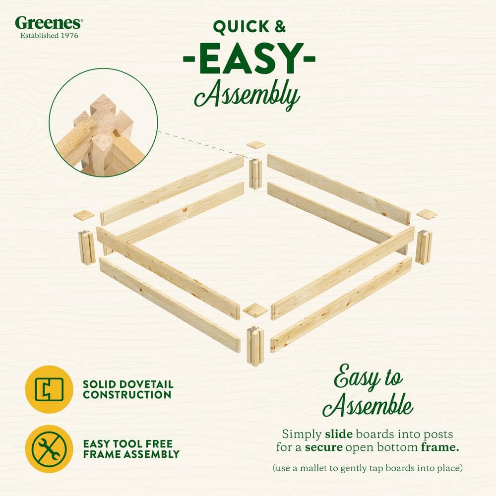 Green 48" x 48" x 7" Pine Raised Garden Bed