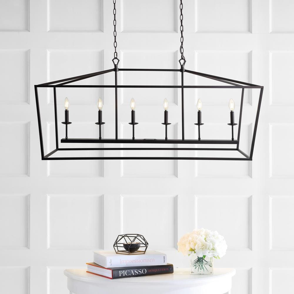 Pagoda 49" Oil Rubbed Bronze LED 6-Light Farmhouse Lantern Pendant