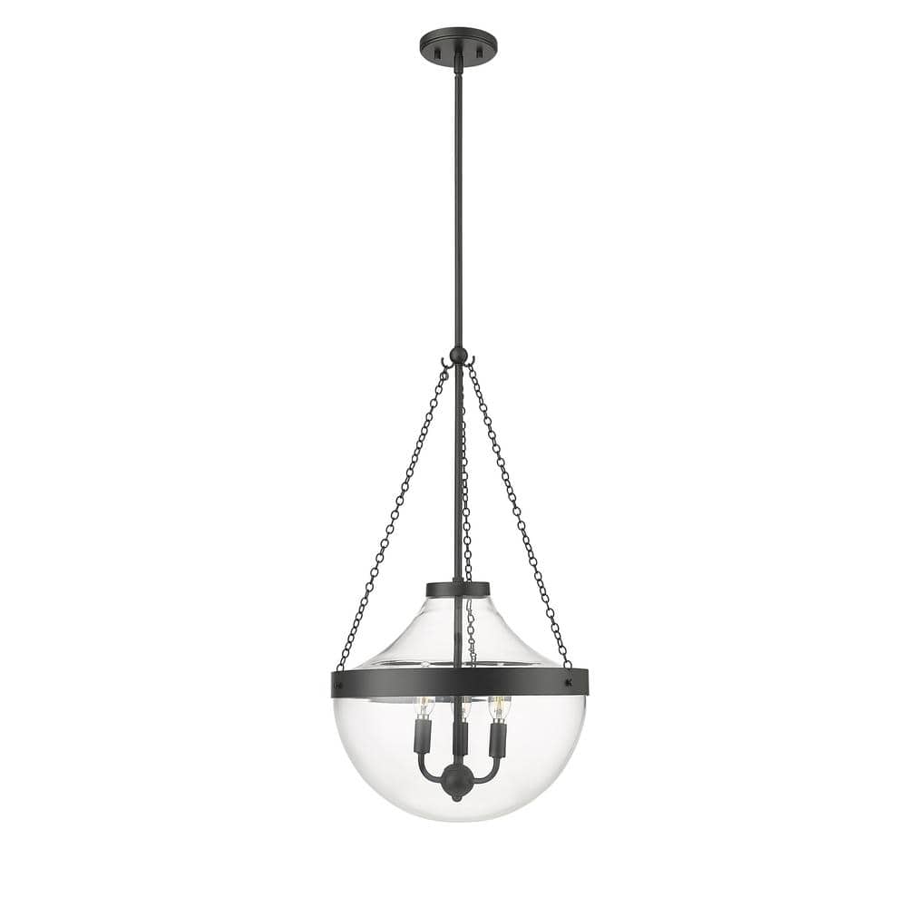Clarra 120-Watt 3-Light Matte Black Pendant-Light Clear Shade price history on PriceWatchPro