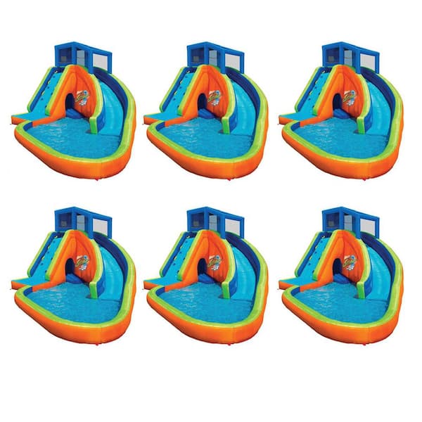 BANZAI Multi-color Sidewinder Falls Inflatable Kiddie Pool with Slides and Cannons (6-Pack)