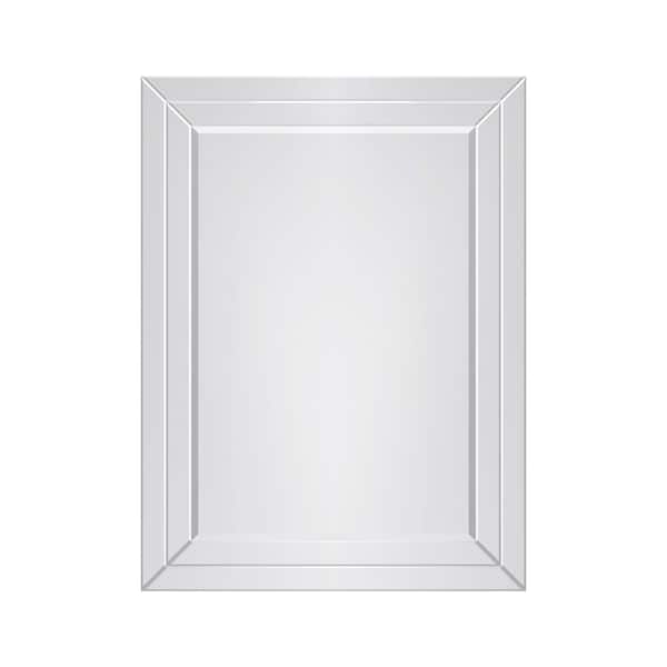 A&E Beach 30 in. W x 40 in. H Large Glass Framed Rectangular Wall Bathroom Vanity Mirror in All-Glass