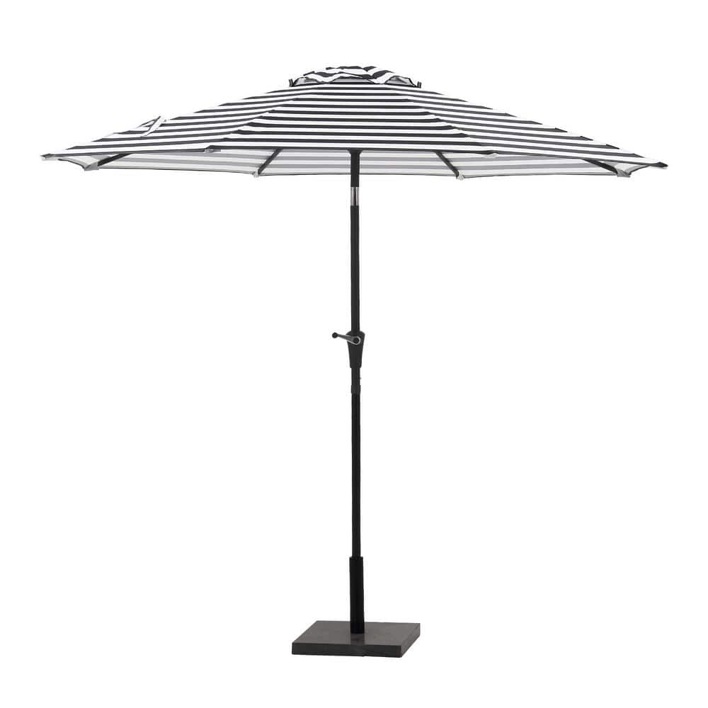 SERGA 9 ft. Outdoor Tilt and Crank Market Patio Umbrella in Black and White