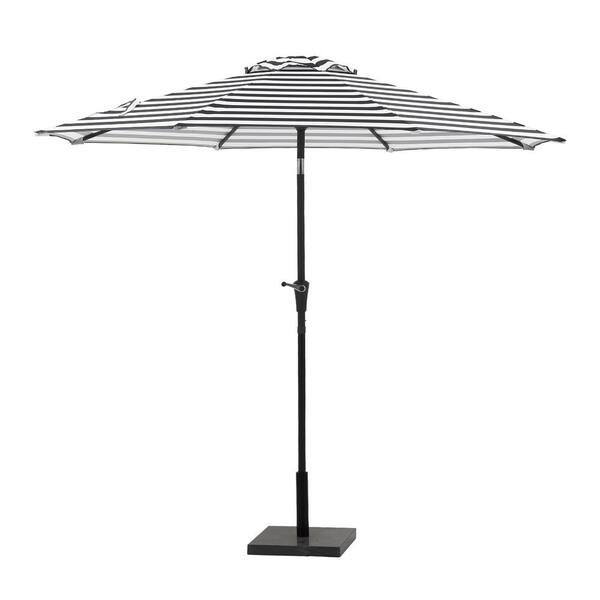 Unbranded SERGA 9 ft. Outdoor Tilt and Crank Market Patio Umbrella in Black and White