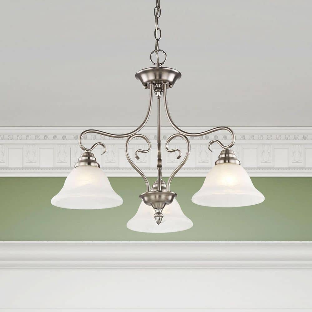 Elegant Coronado Brushed Nickel Chandelier with Alabaster Glass Shades