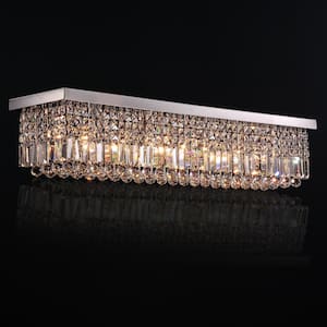 40 in. Modern 8-Light Rectangle Crystal Chandelier Ceiling Light Fixture Flush Mount Light Fixture For Living Room