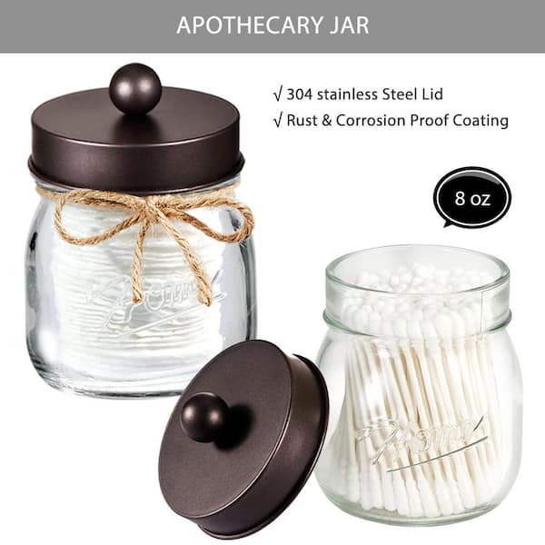 Apothecary Lid Storage Set with Ball Mason Jars - Luxury Bathroom