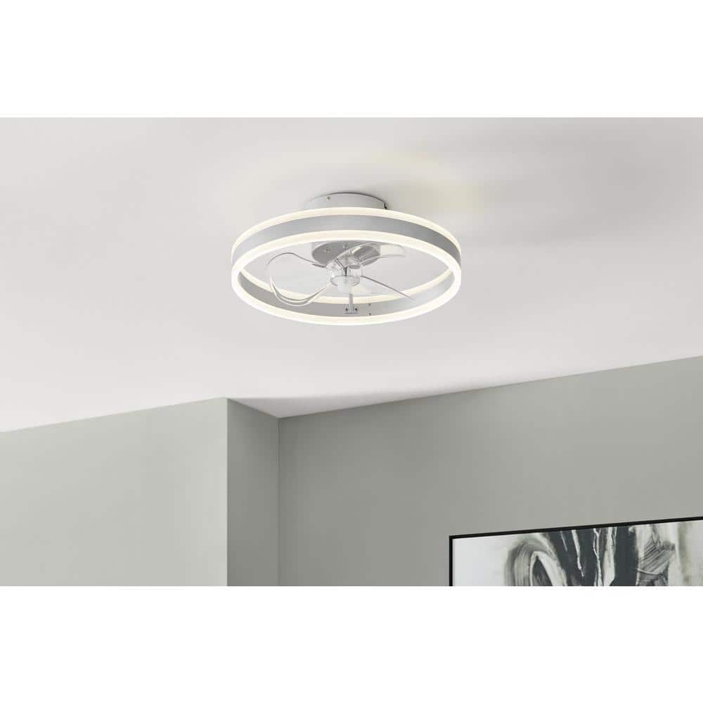 Hampton Bay Preen 20 in. Integrated LED Indoor Silver Ceiling Fan