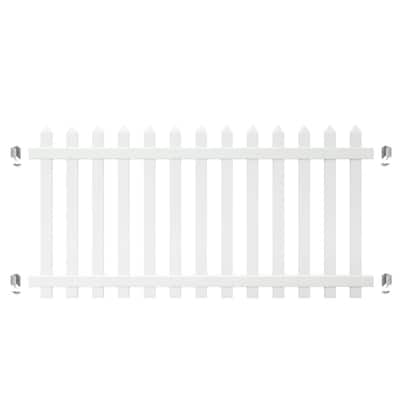 Glendale 4 ft. H x 8 ft. W Vinyl Spaced Picket Fence Panel with Pointed Pickets (Includes 4 Brackets)