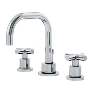 Dia 8 in. Widespread 2-Handle Bathroom Faucet with Cross Handles in Chrome
