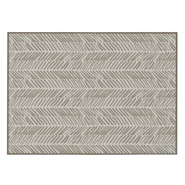 DEERLUX Modern Living Room with Nonslip Backing, Abstract Beige Chevron Strokes Pattern, 4 ft. x 6 ft. Small Area Rug