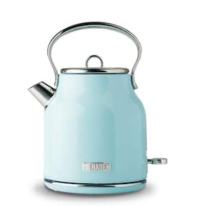 Heritage 7-Cup Light Blue Turquoise Cordless Stainless Steel Retro Electric Kettle with Auto Shut-Off