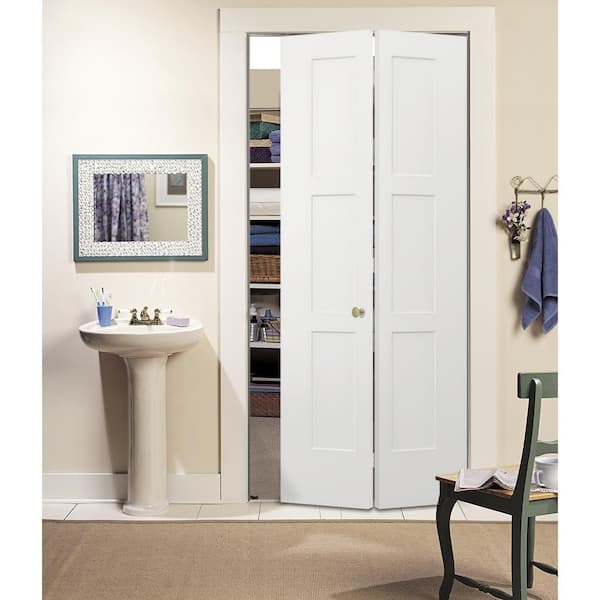 36 in. x 96 in. 3 Panel Birkdale Primed Smooth Hollow Core Molded Composite Interior Closet Bi-fold Door